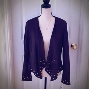 INC International Concepts faux suede open jacket